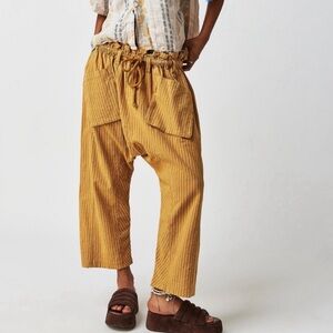 Free People Runyon Harem Pants Oversized Stripe Womens Size Small Mustard Yellow